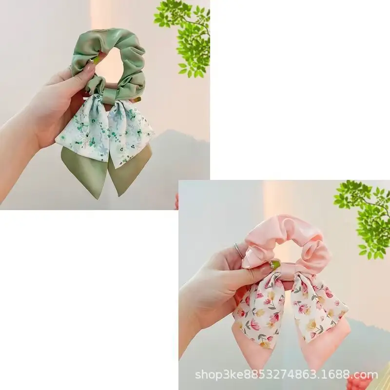Spring Hair Bow with Floral Ribbon for Women - Image 7