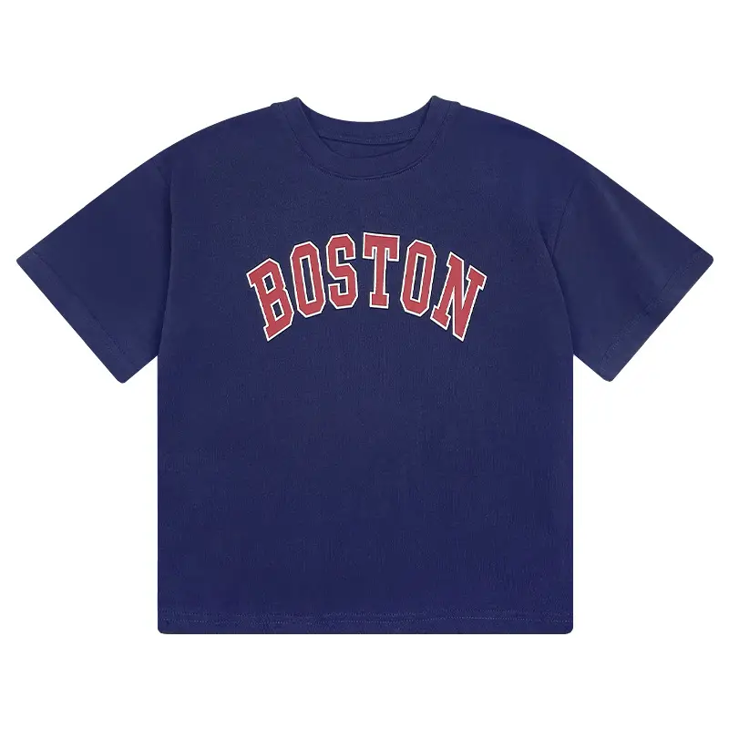 Kids Summer T-Shirt White Boston Print Cotton - Image 8