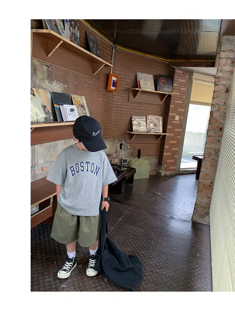 Kids Summer T-Shirt White Boston Print Cotton — feature 12