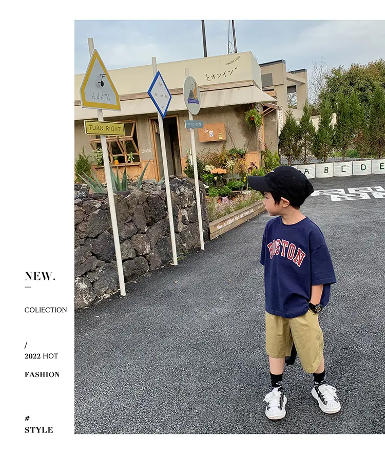 Kids Summer T-Shirt White Boston Print Cotton — feature 22
