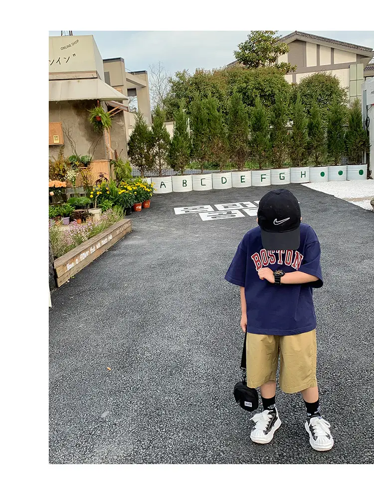 Kids Summer T-Shirt White Boston Print Cotton — feature 5