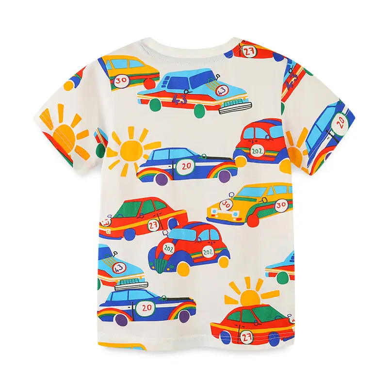 European American Boys T-Shirt Cartoon Print Pure Cotton Summer - Image 3