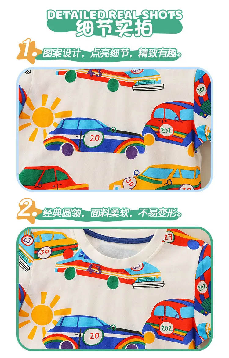European American Boys T-Shirt Cartoon Print Pure Cotton Summer â feature 36
