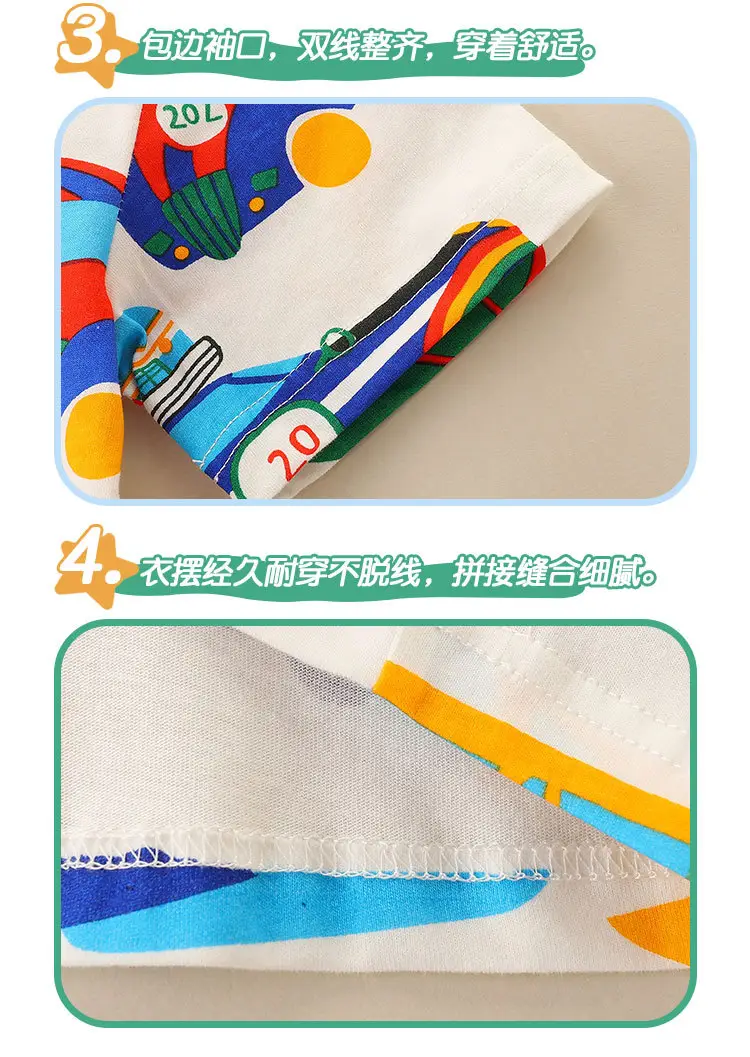 European American Boys T-Shirt Cartoon Print Pure Cotton Summer â feature 37