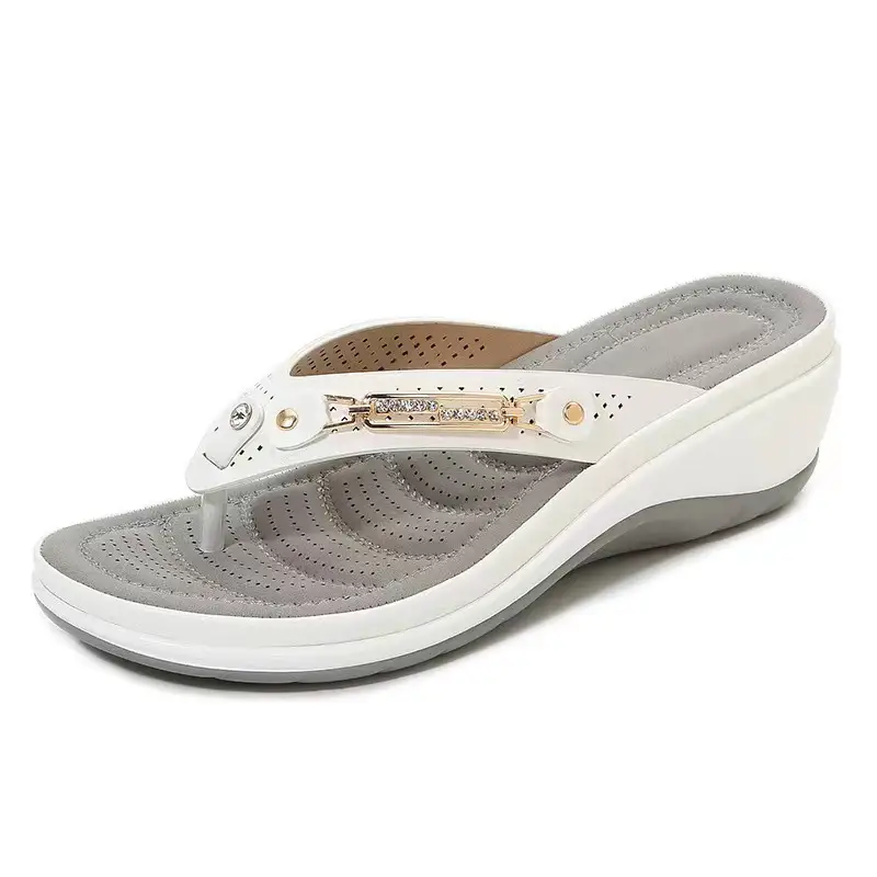 Women's White Glitter Flip Flops Large Size - Image 8