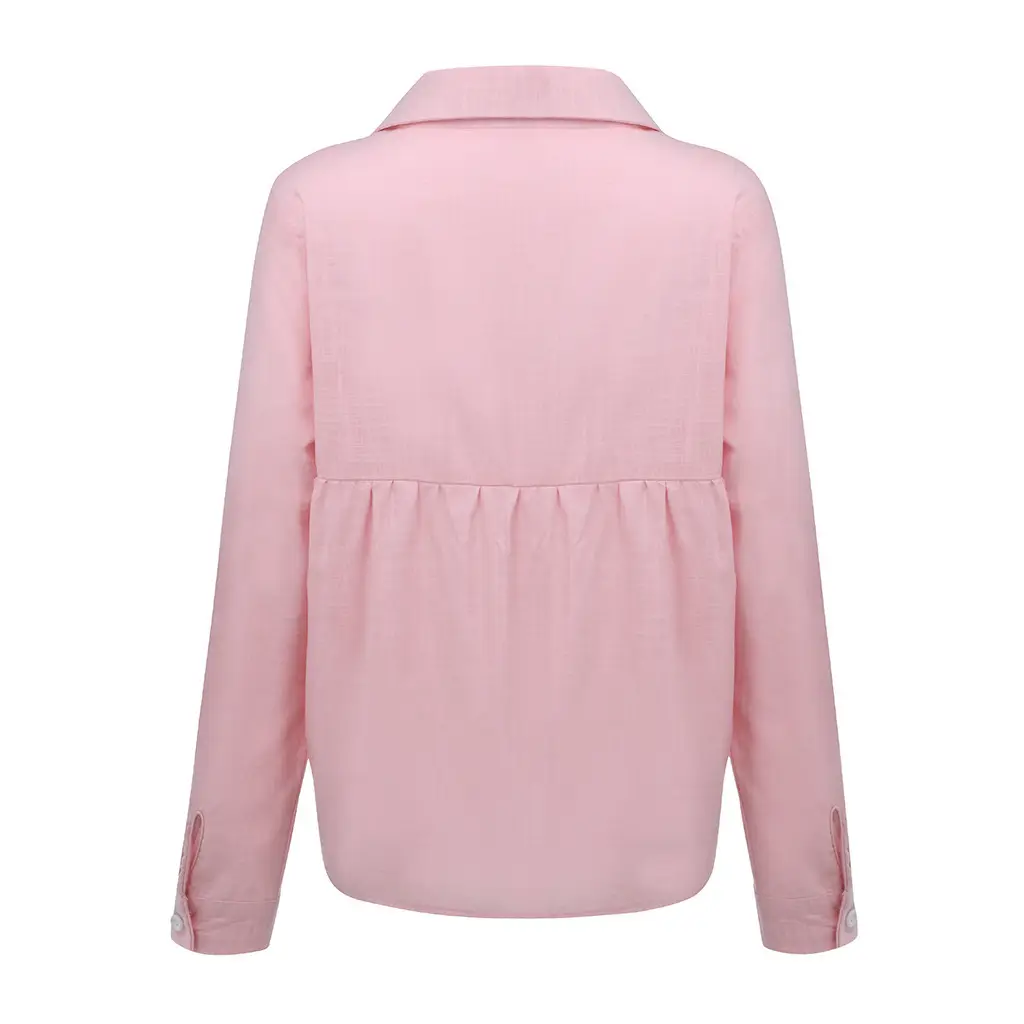 2025 Linen Long Sleeve Shirt White Pink Blue — feature 10
