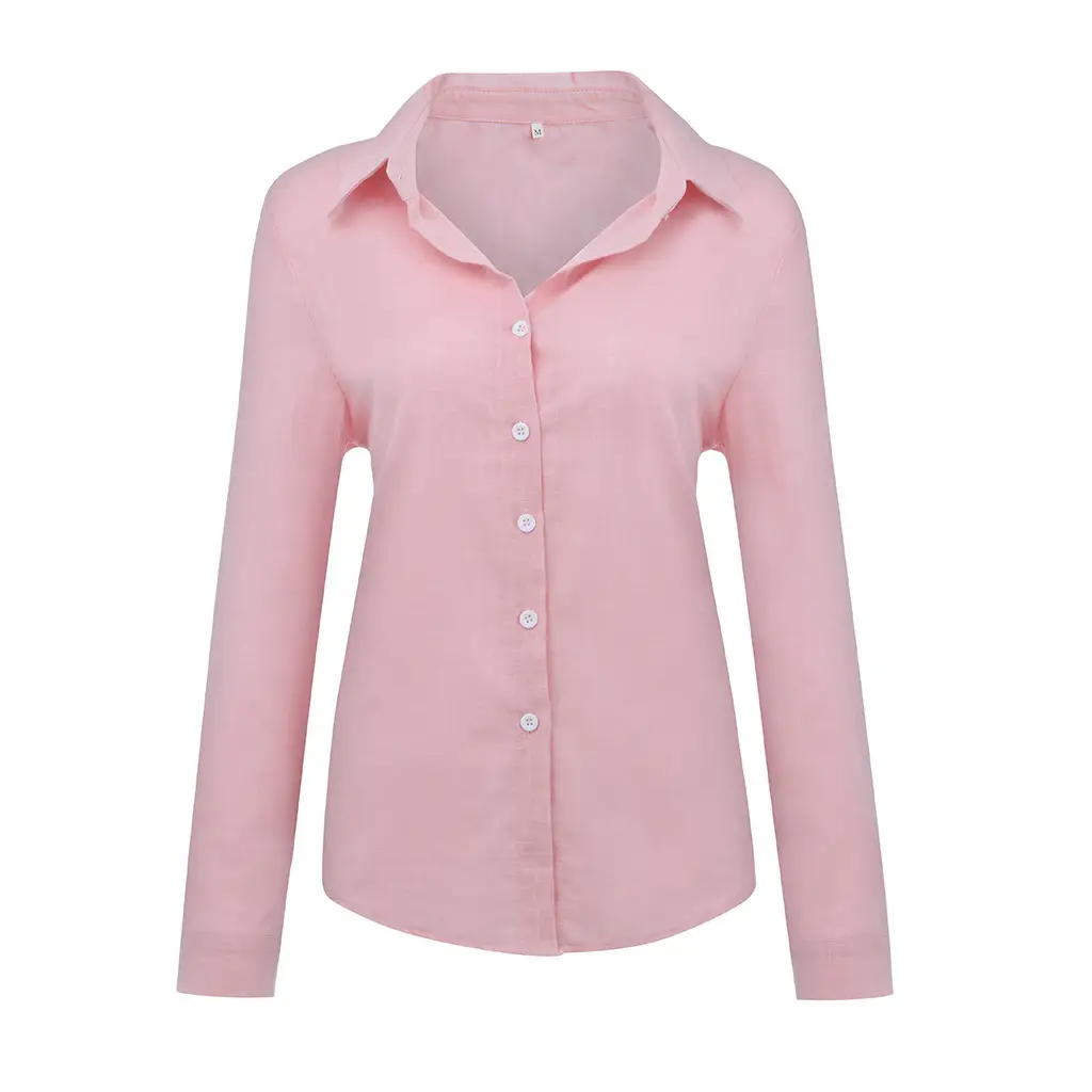 2025 Linen Long Sleeve Shirt White Pink Blue — feature 11