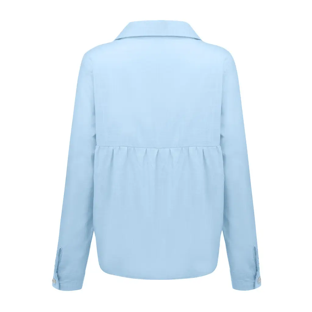 2025 Linen Long Sleeve Shirt White Pink Blue — feature 12