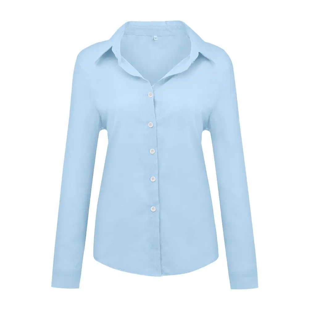 2025 Linen Long Sleeve Shirt White Pink Blue — feature 13