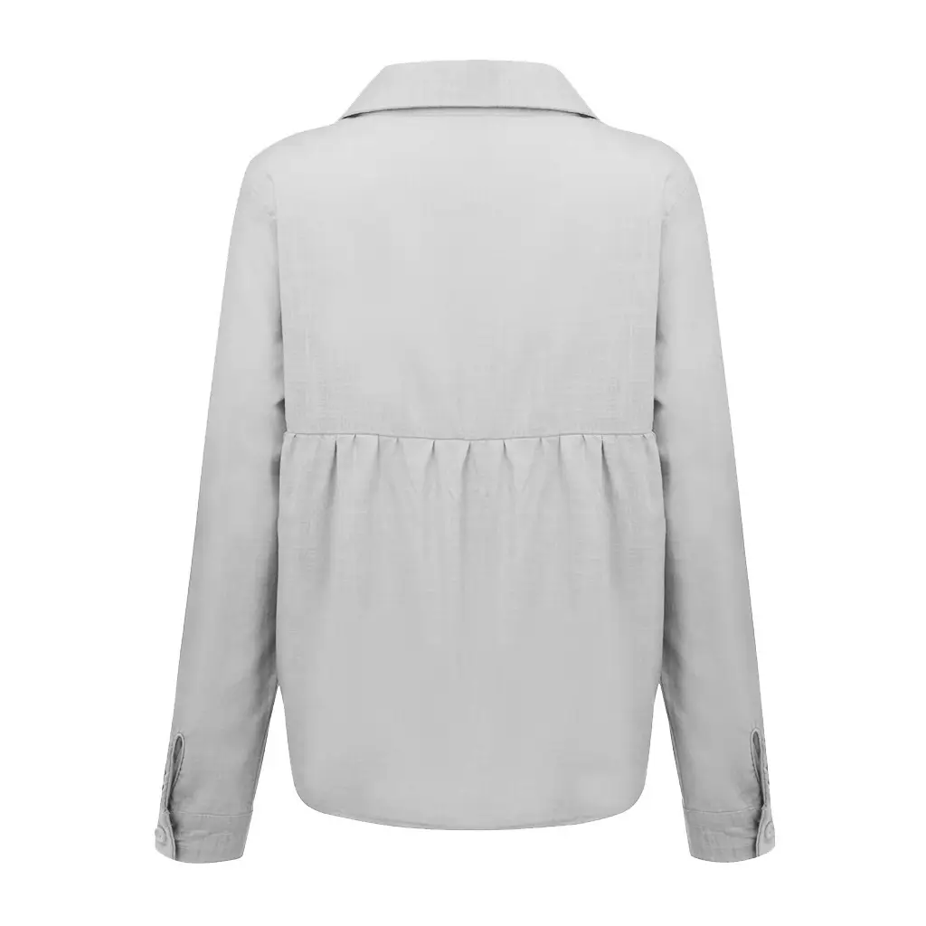 2025 Linen Long Sleeve Shirt White Pink Blue — feature 16