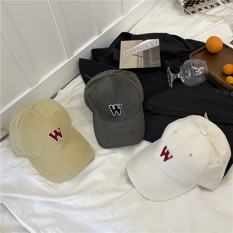 Women's White Letter Baseball Cap Wide Brim Retro Style - Image 12