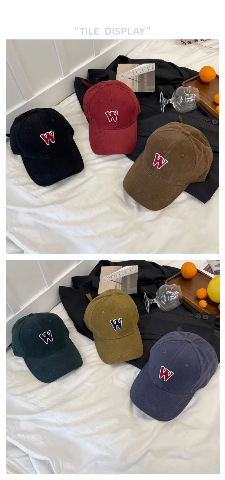 Women's White Letter Baseball Cap Wide Brim Retro Style — feature 10