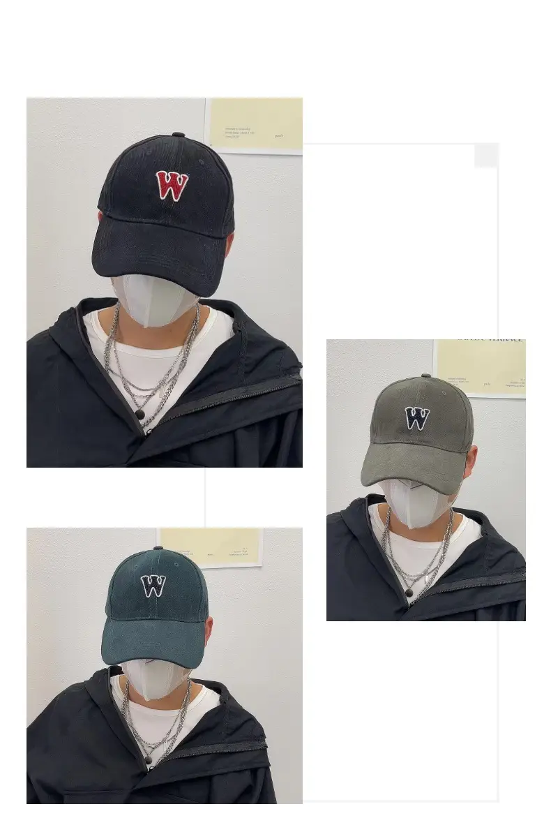 Women's White Letter Baseball Cap Wide Brim Retro Style — feature 8