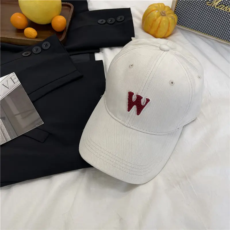Women's White Letter Baseball Cap Wide Brim Retro Style - Image 3