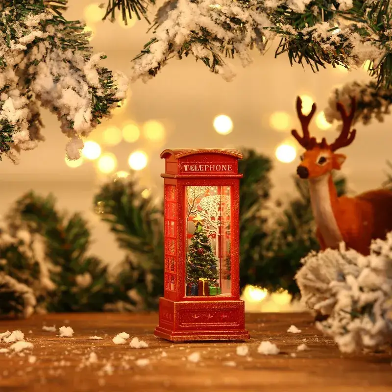 Christmas Telephone Booth Night Lights Small Ornament - Image 3