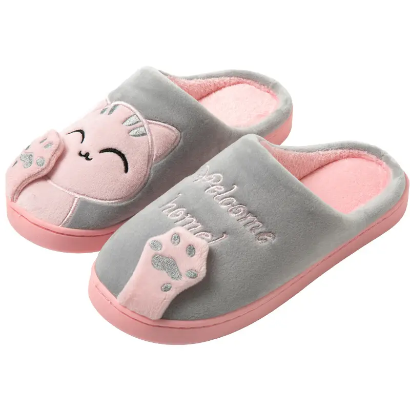 Cross-border Amazon Cotton Slippers Women's Autumn and Winter New Cartoon Lucky Cat Korean Style Cute Warm Indoor Home