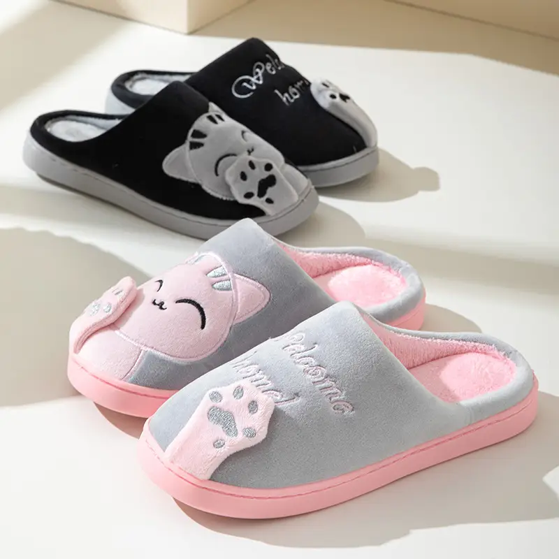 Cross-border Amazon Cotton Slippers Women's Autumn and Winter New Cartoon Lucky Cat Korean Style Cute Warm Indoor Home — feature 11