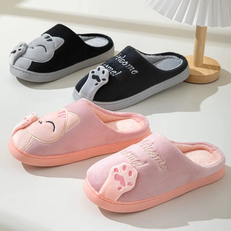 Cross-border Amazon Cotton Slippers Women's Autumn and Winter New Cartoon Lucky Cat Korean Style Cute Warm Indoor Home — feature 12