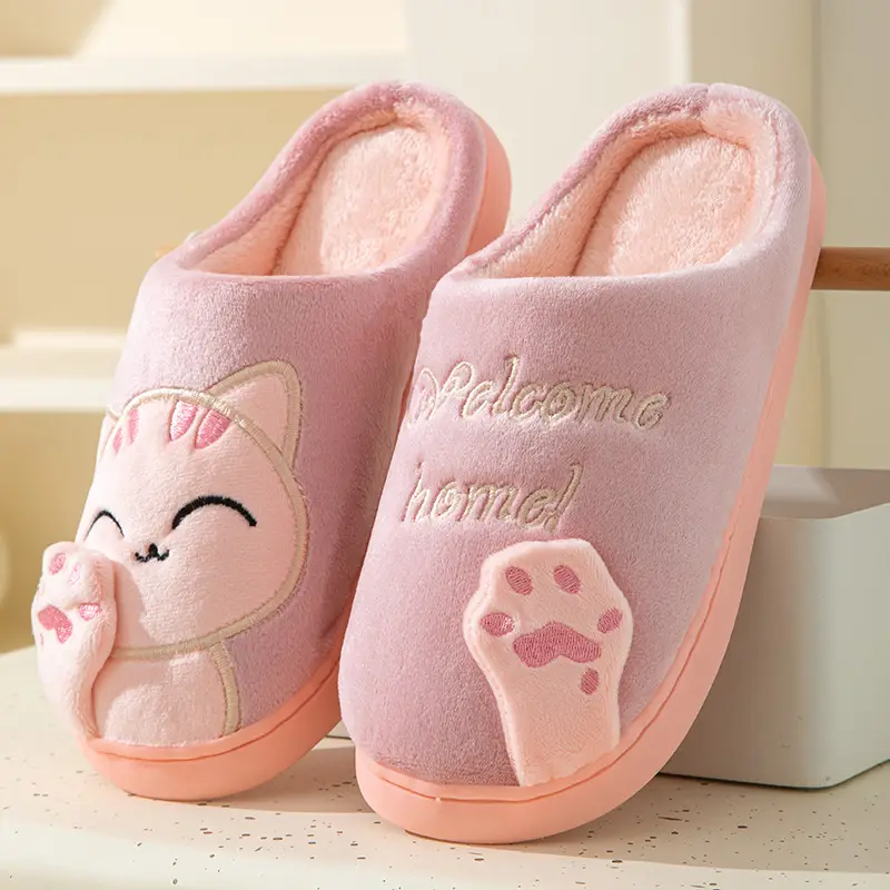 Cross-border Amazon Cotton Slippers Women's Autumn and Winter New Cartoon Lucky Cat Korean Style Cute Warm Indoor Home — feature 13