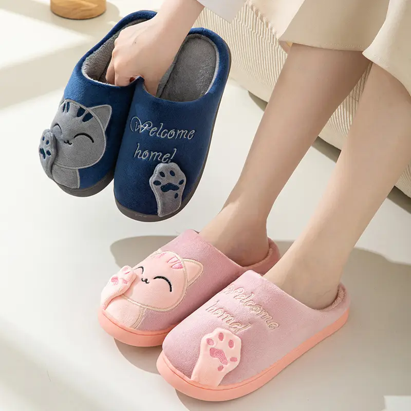 Cross-border Amazon Cotton Slippers Women's Autumn and Winter New Cartoon Lucky Cat Korean Style Cute Warm Indoor Home — feature 18