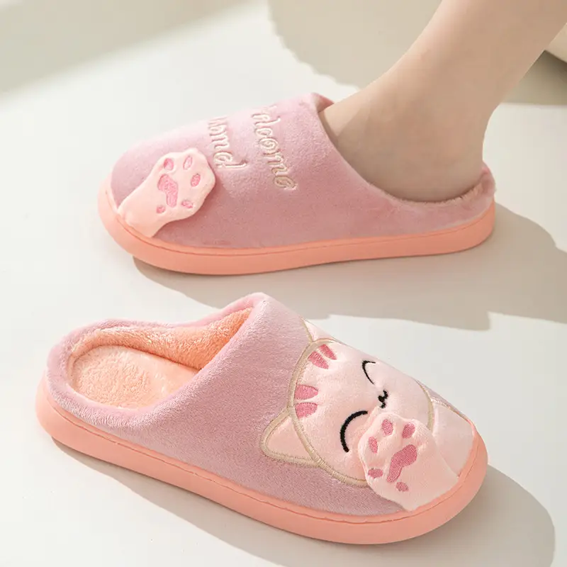 Cross-border Amazon Cotton Slippers Women's Autumn and Winter New Cartoon Lucky Cat Korean Style Cute Warm Indoor Home — feature 19