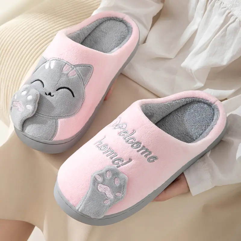 Cross-border Amazon Cotton Slippers Women's Autumn and Winter New Cartoon Lucky Cat Korean Style Cute Warm Indoor Home — feature 20