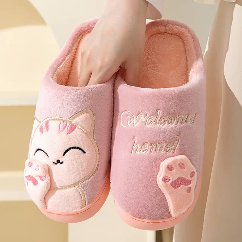 Cross-border Amazon Cotton Slippers Women's Autumn and Winter New Cartoon Lucky Cat Korean Style Cute Warm Indoor Home — feature 21