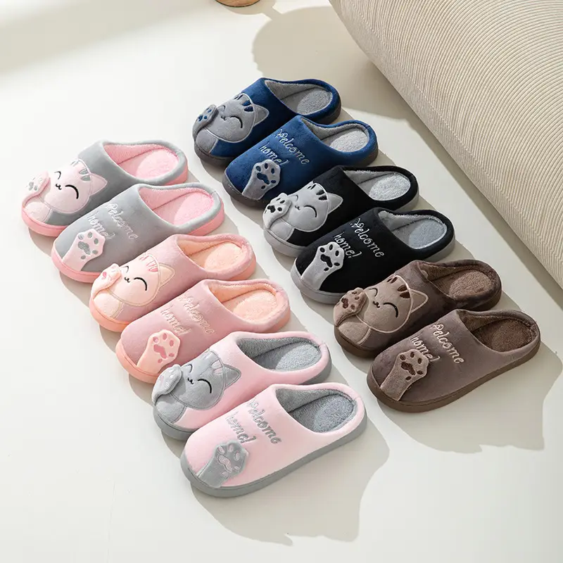 Cross-border Amazon Cotton Slippers Women's Autumn and Winter New Cartoon Lucky Cat Korean Style Cute Warm Indoor Home — feature 22