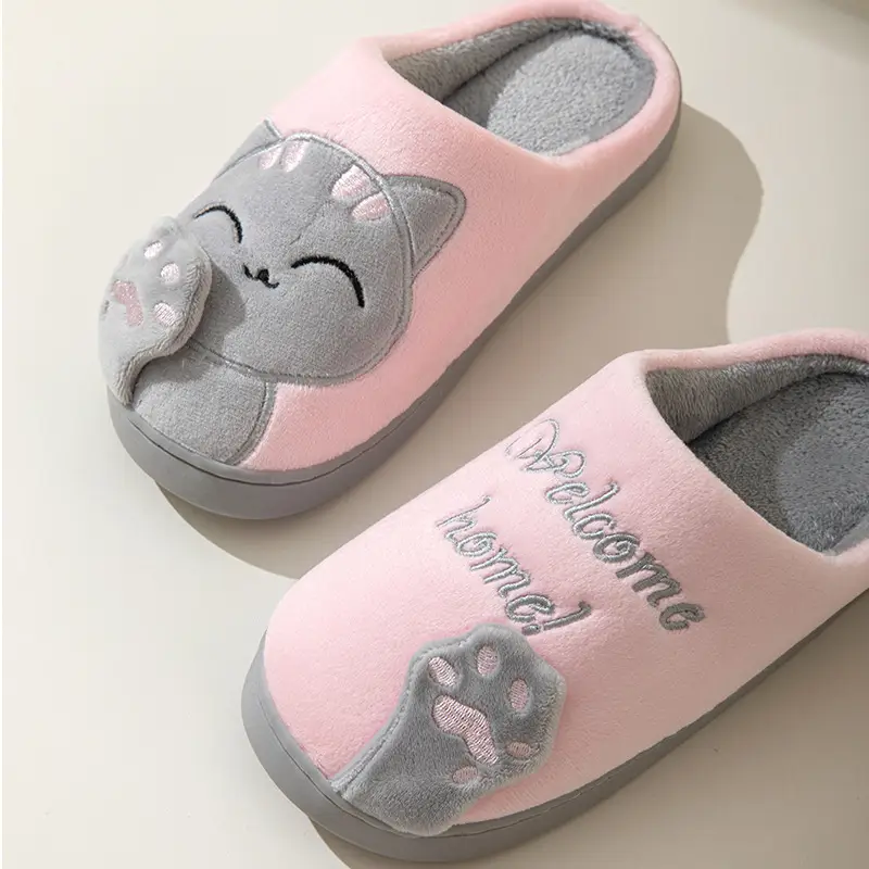 Cross-border Amazon Cotton Slippers Women's Autumn and Winter New Cartoon Lucky Cat Korean Style Cute Warm Indoor Home — feature 23