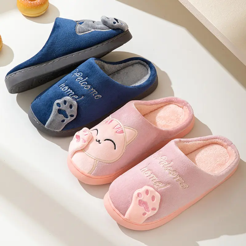Cross-border Amazon Cotton Slippers Women's Autumn and Winter New Cartoon Lucky Cat Korean Style Cute Warm Indoor Home — feature 7