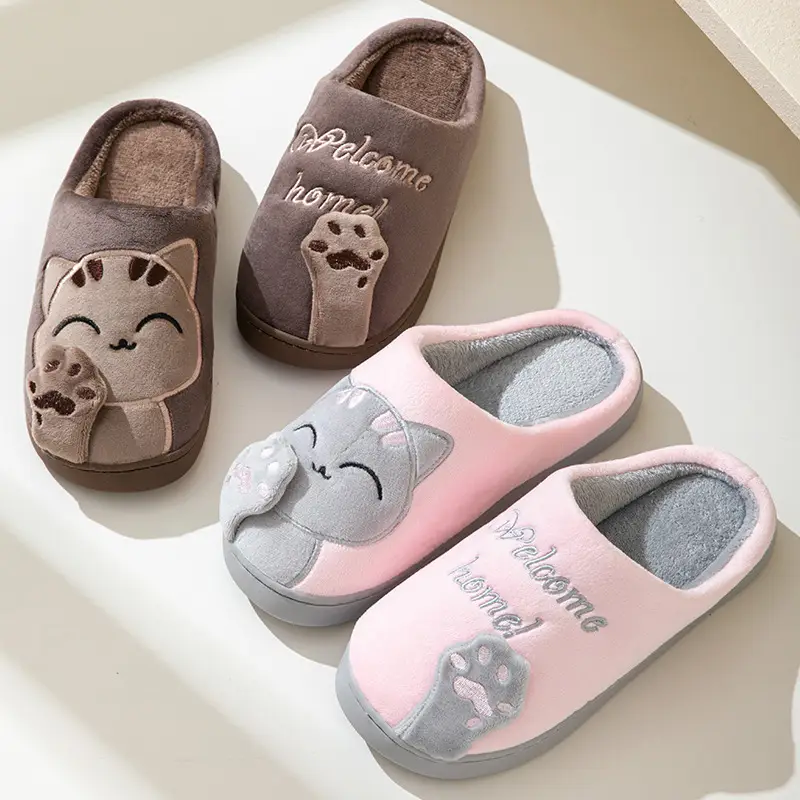 Cross-border Amazon Cotton Slippers Women's Autumn and Winter New Cartoon Lucky Cat Korean Style Cute Warm Indoor Home — feature 8