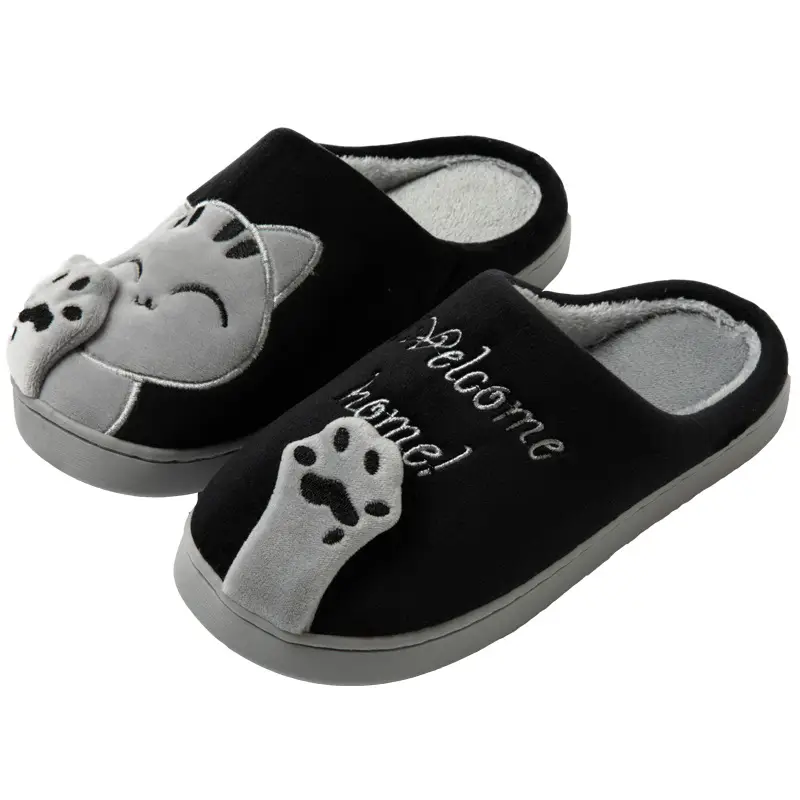 Cross-border Amazon Cotton Slippers Women's Autumn and Winter New Cartoon Lucky Cat Korean Style Cute Warm Indoor Home