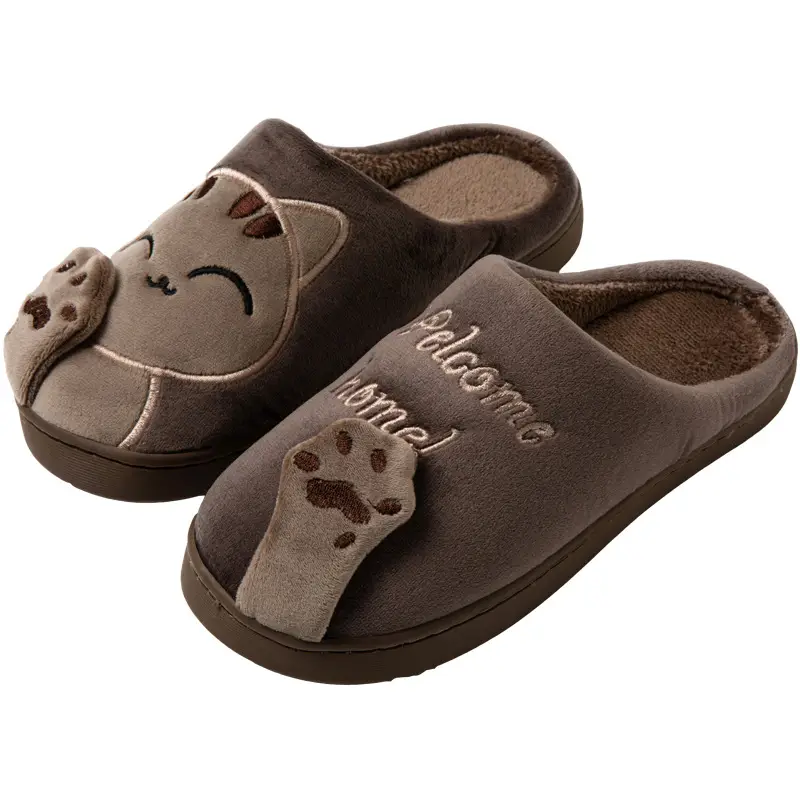 Cross-border Amazon Cotton Slippers Women's Autumn and Winter New Cartoon Lucky Cat Korean Style Cute Warm Indoor Home