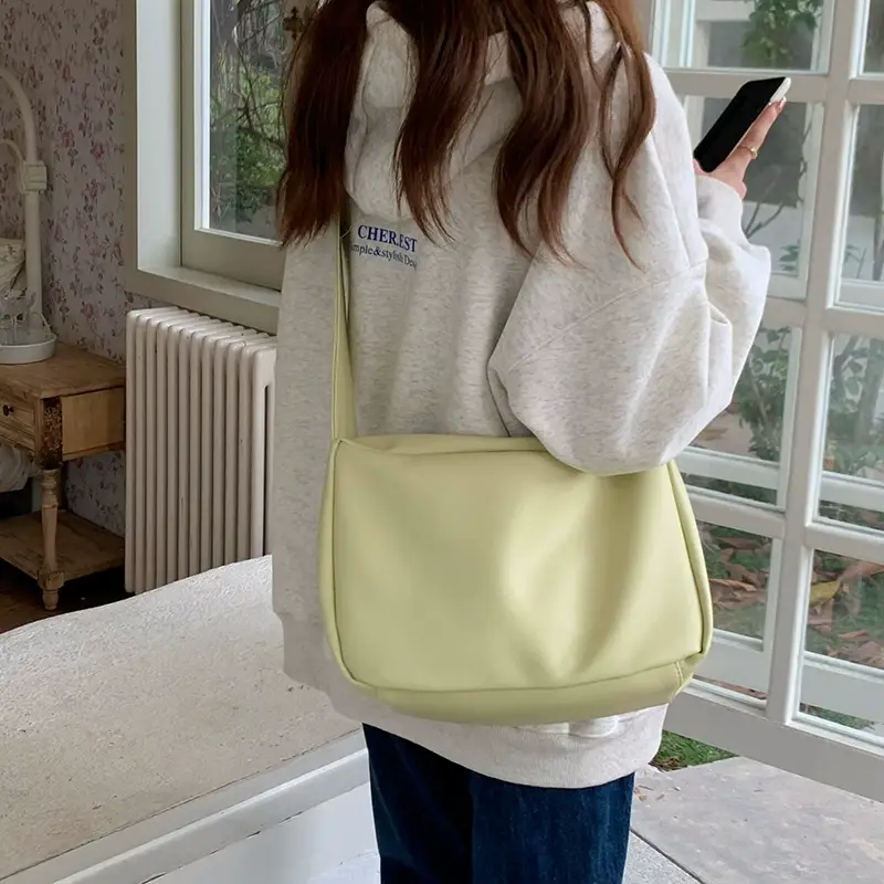 Large Capacity Soft Leather Shoulder Bag for Women Yellow — feature 5