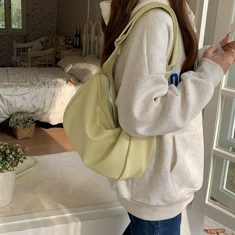 Large Capacity Soft Leather Shoulder Bag for Women Yellow — feature 6