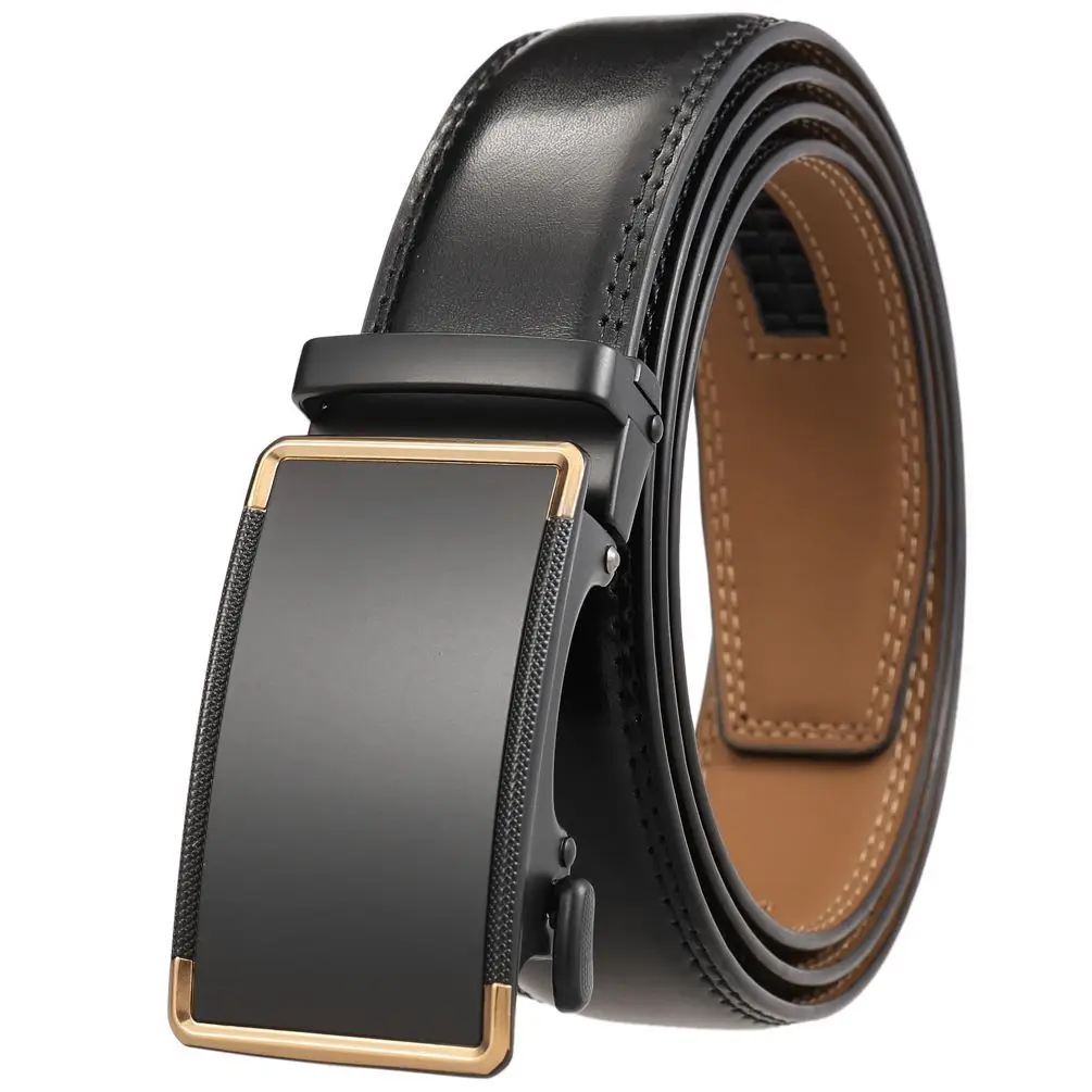 Men's Leather Belt with Automatic Buckle Brown