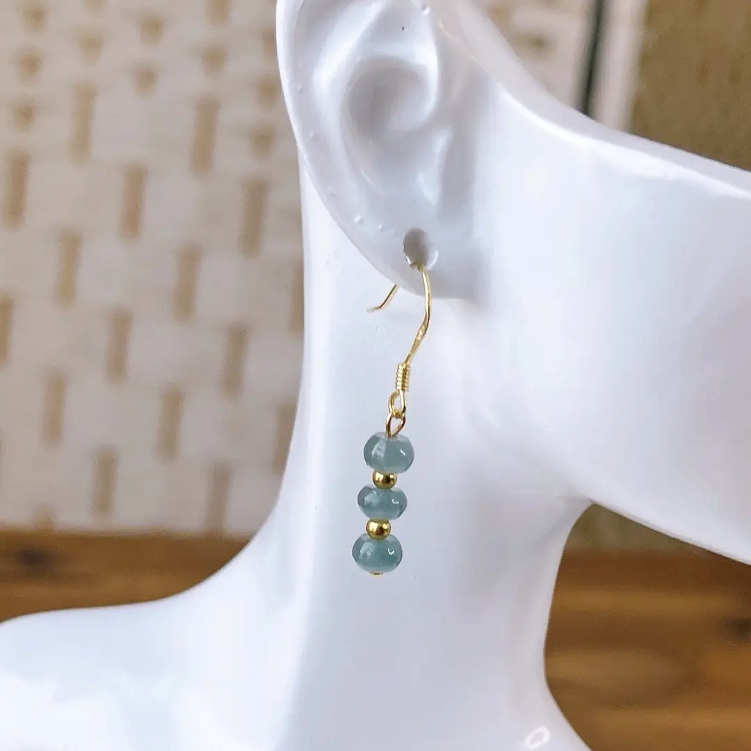 Jade Blue Beaded Earrings Gold Plated Small — feature 24