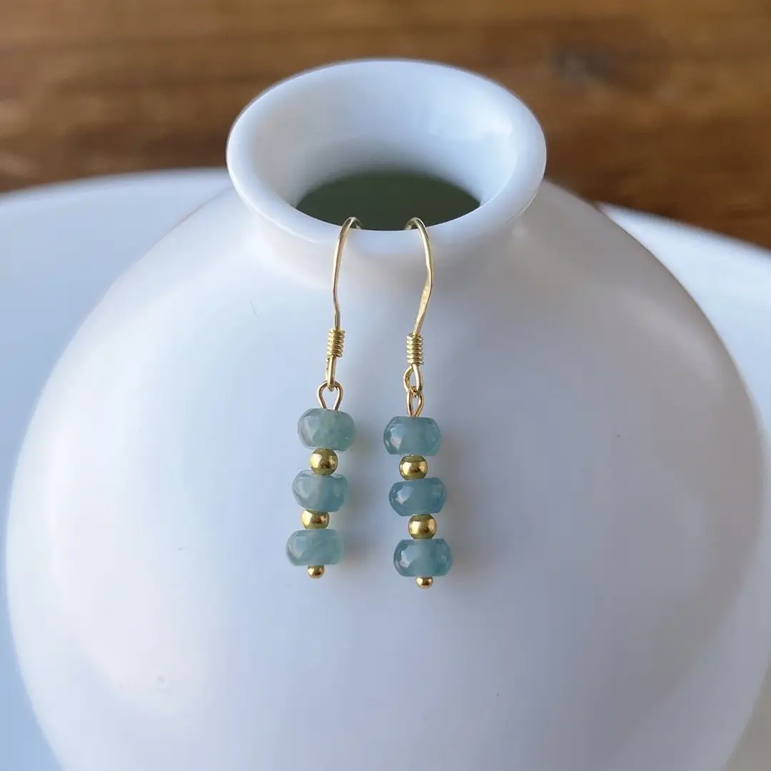Jade Blue Beaded Earrings Gold Plated Small — feature 26