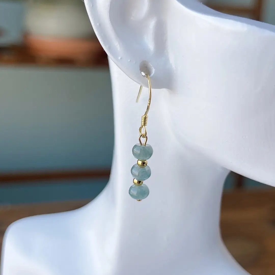 Jade Blue Beaded Earrings Gold Plated Small — feature 29