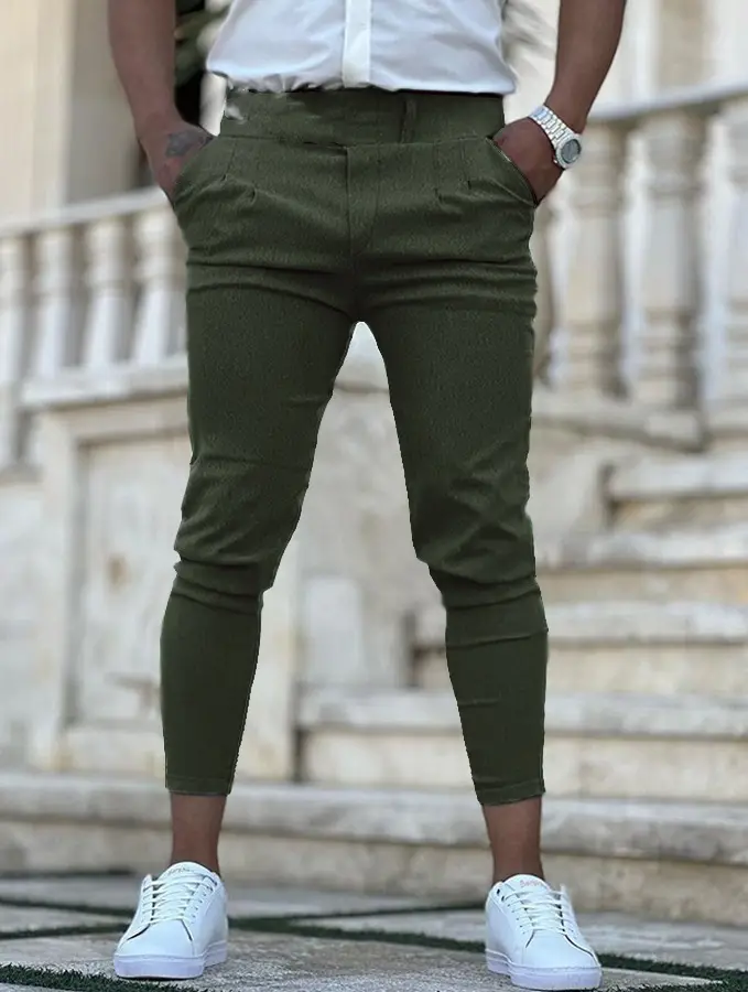 3D Printed Slim Fit Men's Mid Waist Straight Pants Black Orange - Image 11