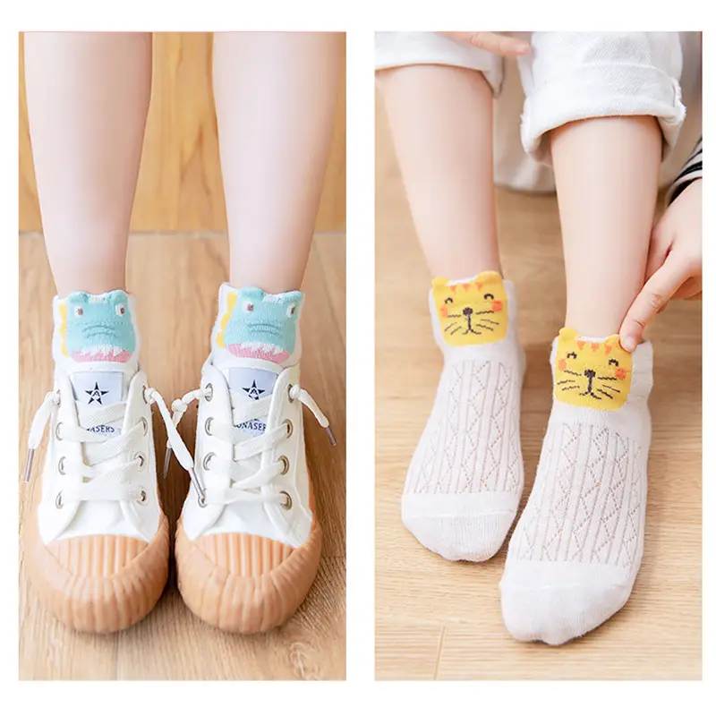 Clearance Children's Summer New Thin Sweat-Absorbent Breathable Animal Mesh Short Low-Cut Boat Socks Unisex Children's Socks Wholesale