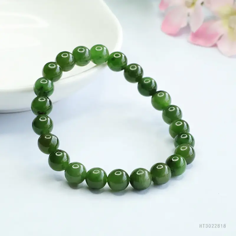 Guan Yu Jadeite Bracelet Green Women's Russian Material — feature 9