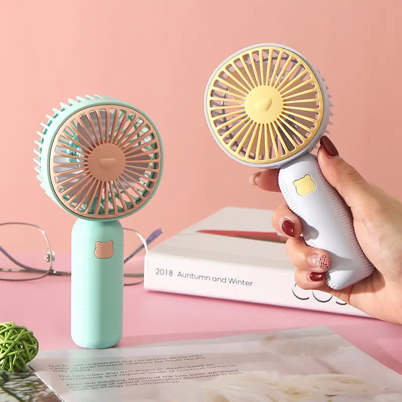 New Cartoon Cute Handheld USB Rechargeable Small Fan Outdoor Portable Mini Fan Student Fan Gift