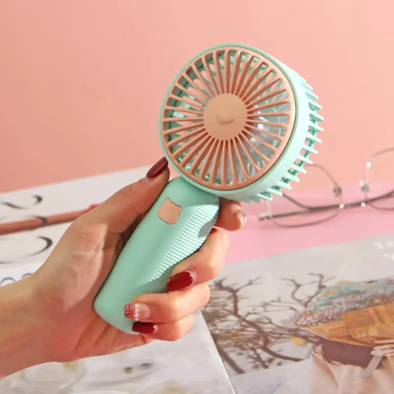 New Cartoon Cute Handheld USB Rechargeable Small Fan Outdoor Portable Mini Fan Student Fan Gift