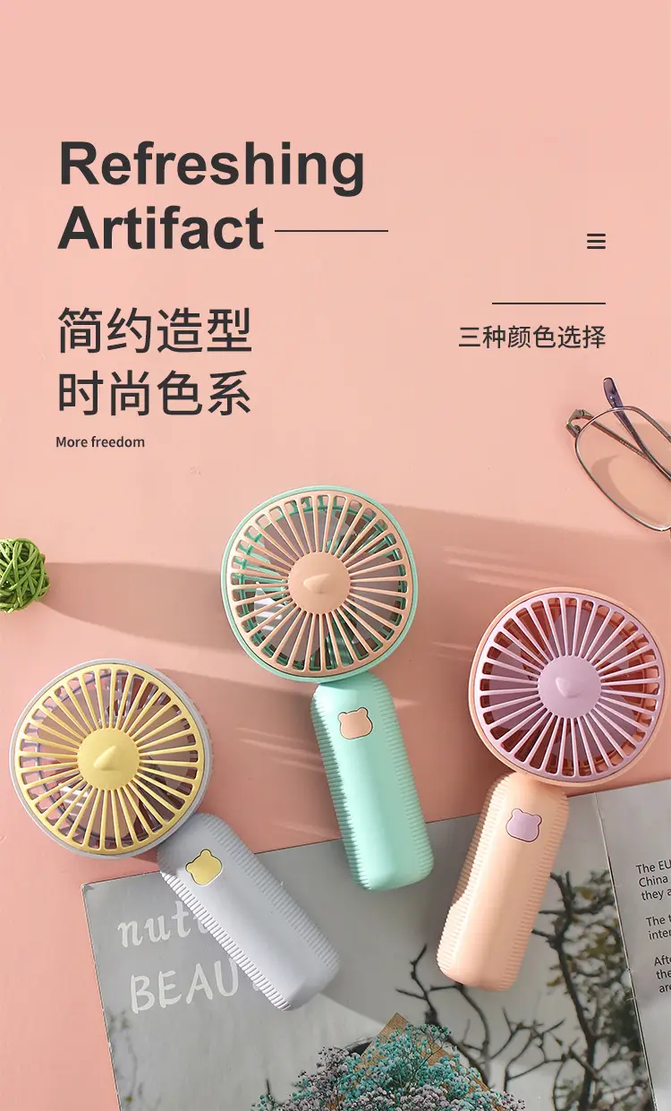 New Cartoon Cute Handheld USB Rechargeable Small Fan Outdoor Portable Mini Fan Student Fan Gift — feature 10