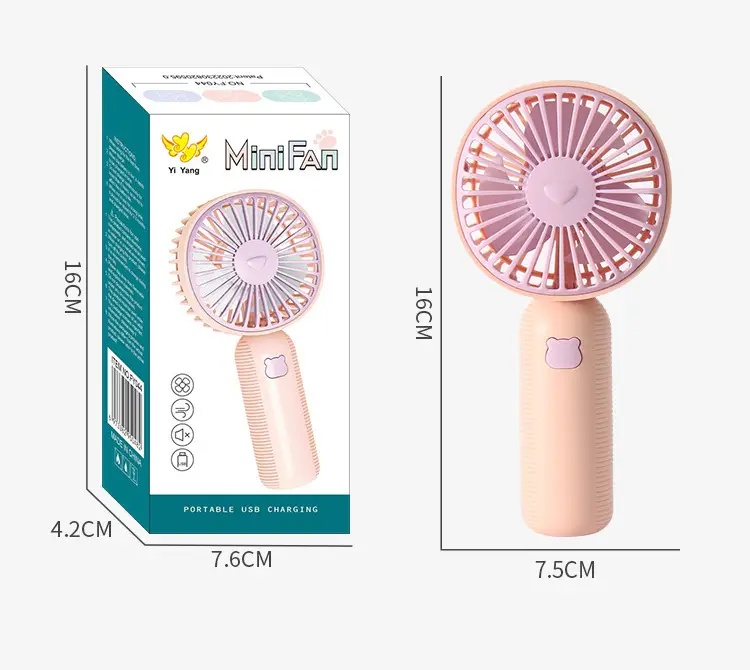 New Cartoon Cute Handheld USB Rechargeable Small Fan Outdoor Portable Mini Fan Student Fan Gift — feature 12