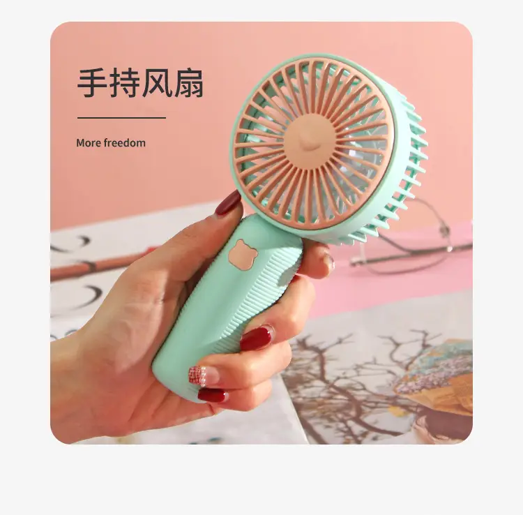 New Cartoon Cute Handheld USB Rechargeable Small Fan Outdoor Portable Mini Fan Student Fan Gift — feature 6