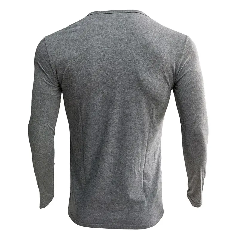 Men's Blue Long Sleeve Henley Shirt with Button Front
