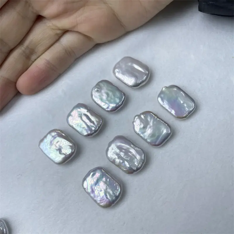 14-15mm Natural White Pearl Square Buttons for DIY Baroque Decor - Image 2