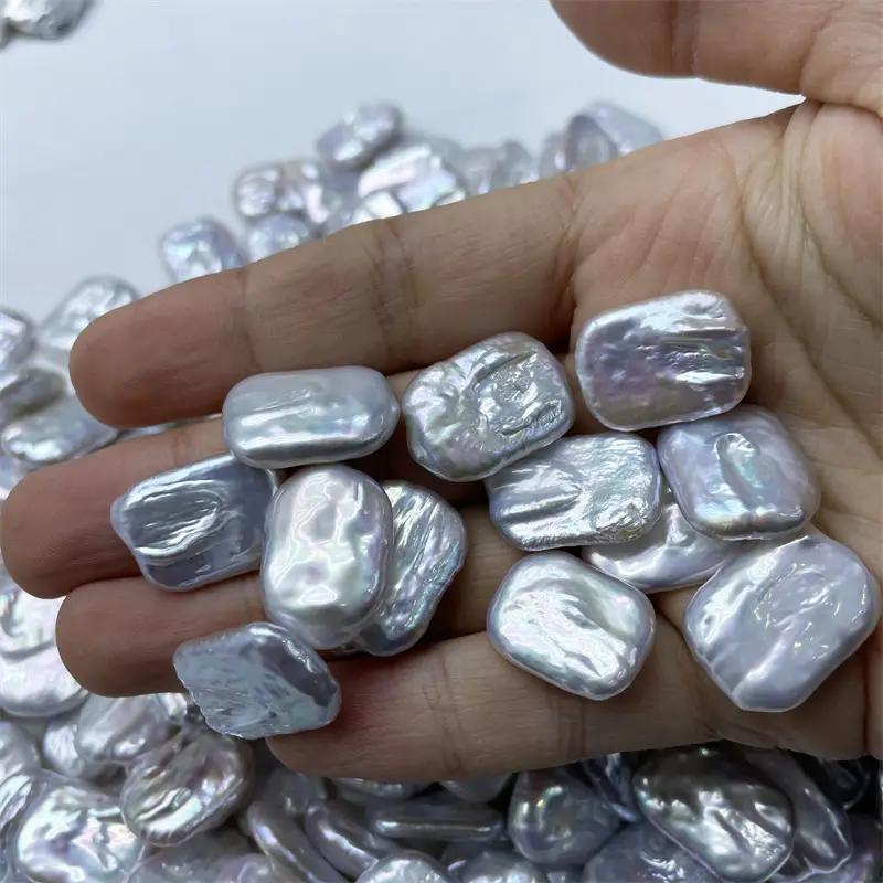 14-15mm Natural White Pearl Square Buttons for DIY Baroque Decor - Image 3